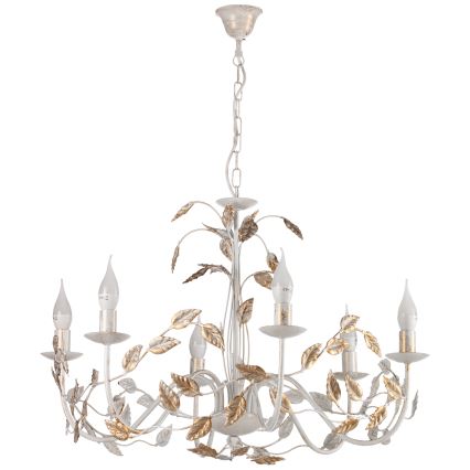 ONLI - Lustra ar ķēdi COLLANA 6xE14/6W/230V balta/zelta