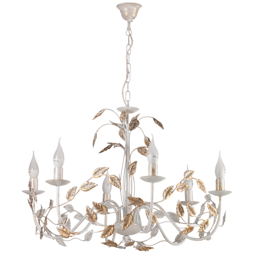 ONLI - Lustra ar ķēdi COLLANA 6xE14/6W/230V balta/zelta
