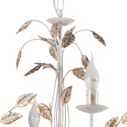 ONLI - Lustra ar ķēdi COLLANA 6xE14/6W/230V balta/zelta