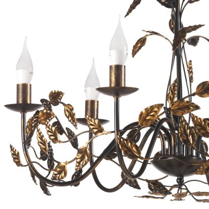 ONLI - Lustra ar ķēdi COLLANA 6xE14/6W/230V bronza/zelta