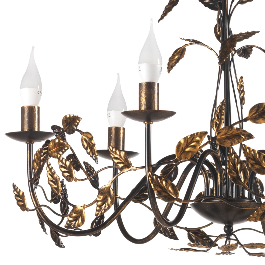 ONLI - Lustra ar ķēdi COLLANA 6xE14/6W/230V bronza/zelta
