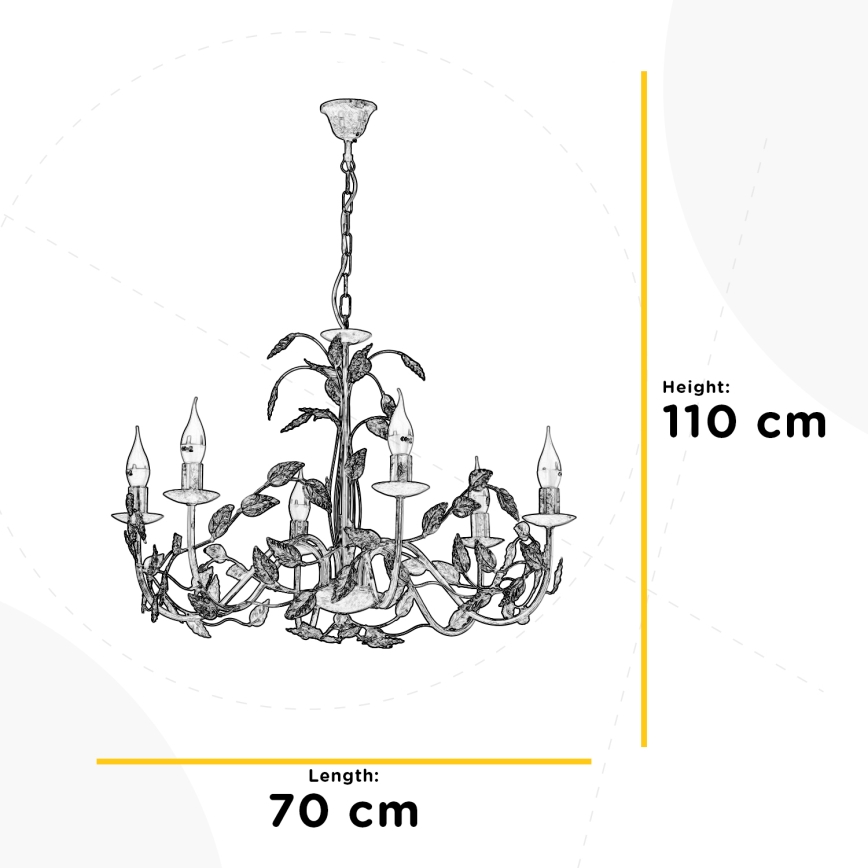 ONLI - Lustra ar ķēdi COLLANA 6xE14/6W/230V bronza/zelta