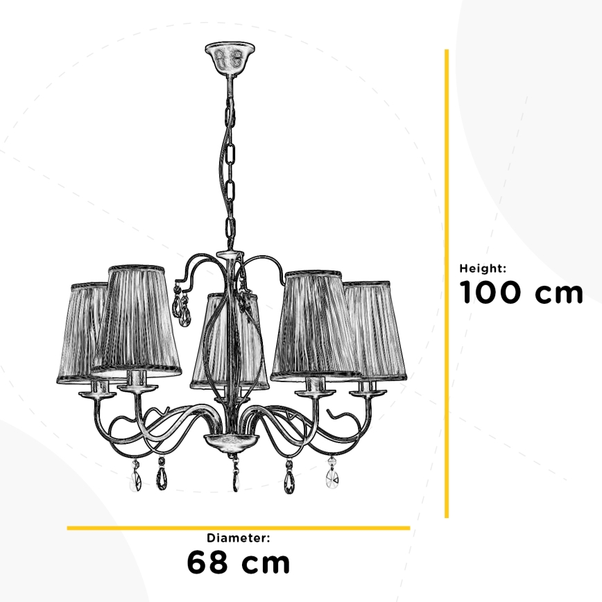 ONLI - Lustra ar ķēdi DELIA 5xE14/6W/230V