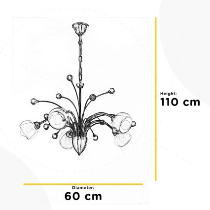 ONLI - Lustra ar ķēdi DIAMANTE 5xE14/6W/230V