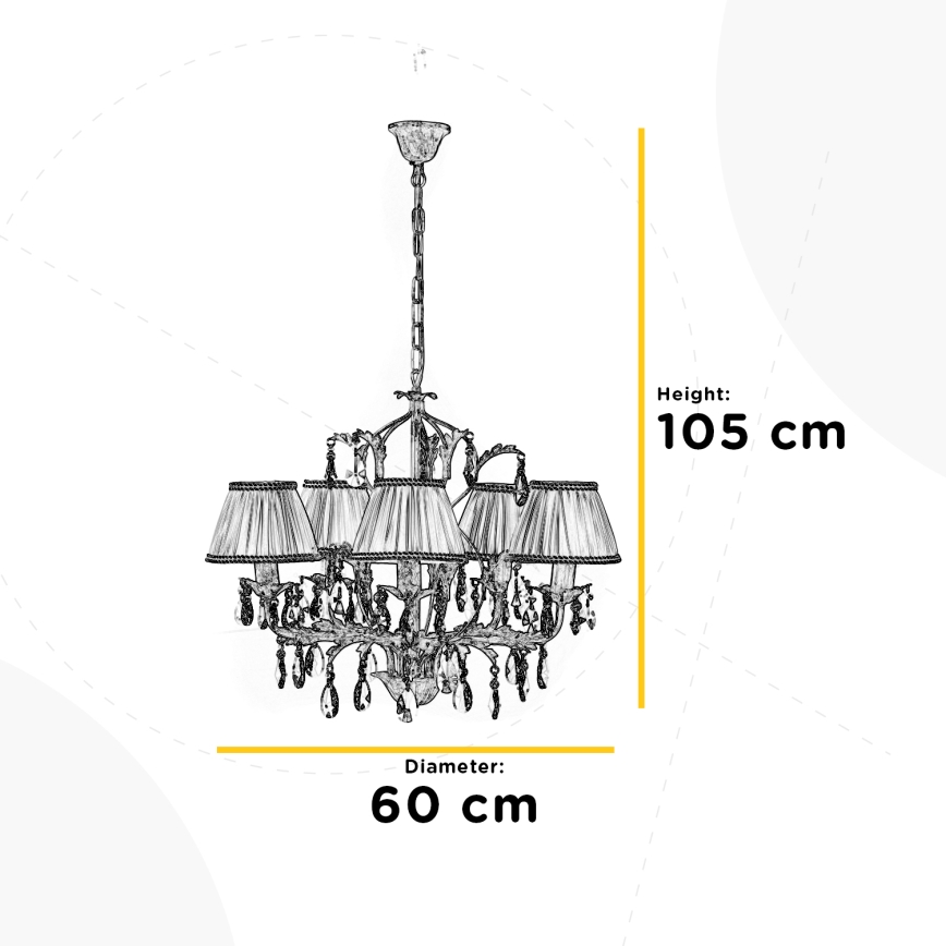 ONLI - Lustra ar ķēdi KAREN 5xE14/6W/230V balta