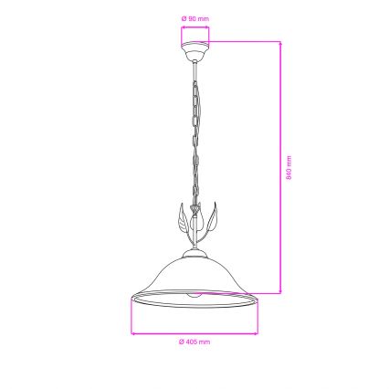 ONLI - Lustra ar ķēdi MIRA 1xE27/22W/230V d. 40 cm