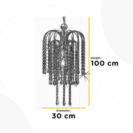 ONLI - Lustra ar ķēdi PIOGGIA 1xE27/22W/230V spīdīgi hromēts
