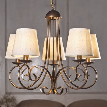 ONLI - Lustra ar ķēdi POMPEI 5xE14/6W/230V bronza