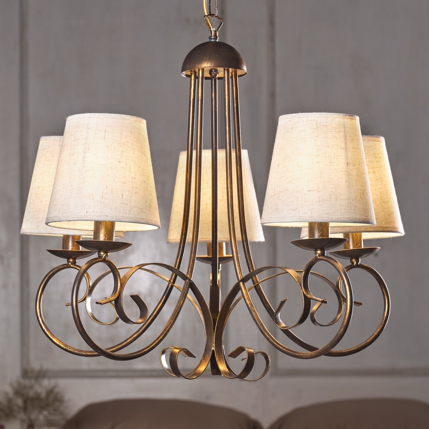 ONLI - Lustra ar ķēdi POMPEI 5xE14/6W/230V bronza
