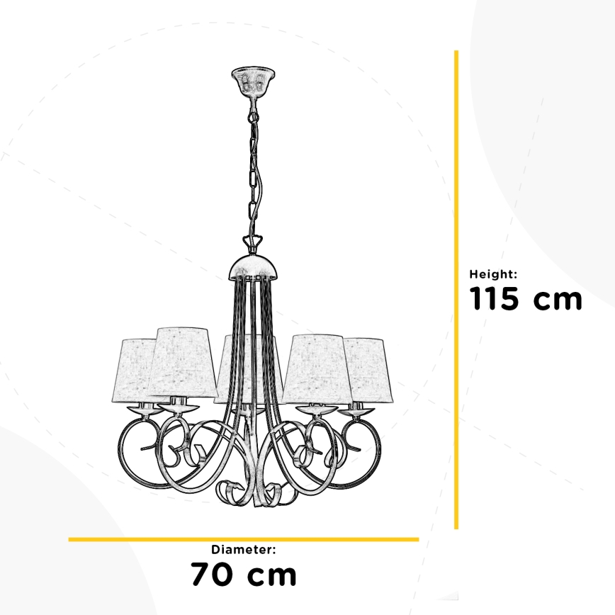 ONLI - Lustra ar ķēdi POMPEI 5xE14/6W/230V bronza