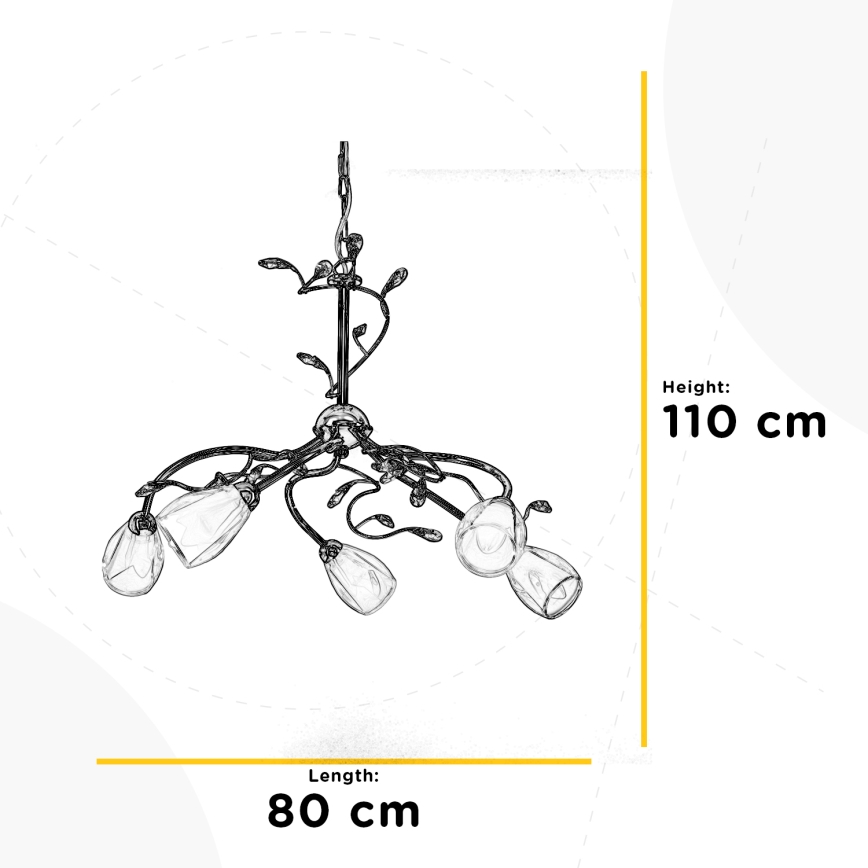 ONLI - Lustra ar ķēdi SHARON 5xE14/6W/230V