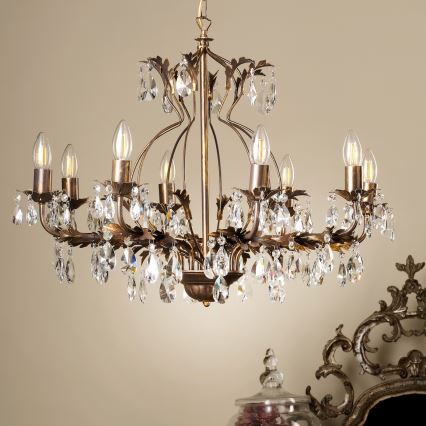 ONLI - Lustra ar ķēdi TERESA 8xE14/6W/230V bronza