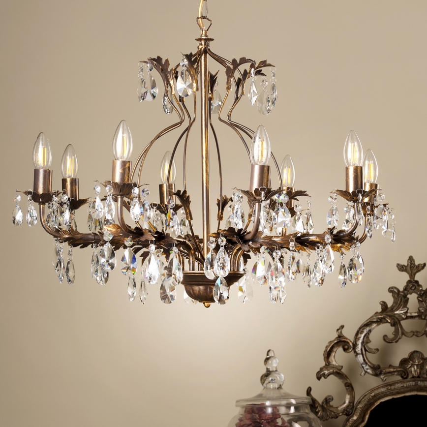 ONLI - Lustra ar ķēdi TERESA 8xE14/6W/230V bronza