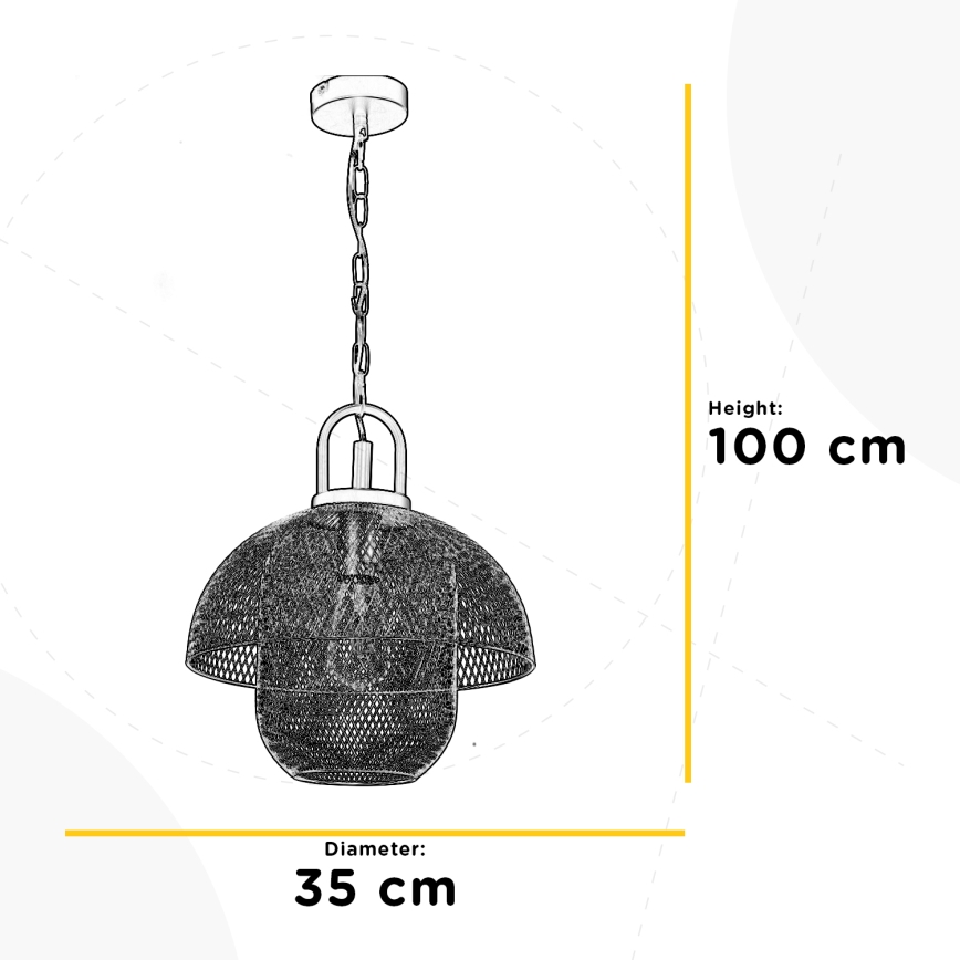 ONLI - Lustra ar ķēdi ZAIR 1xE27/22W/230V melna/sudraba