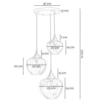 ONLI - Lustra uz kabeļa ELIDE 3xE27/15W/230V melna/vara