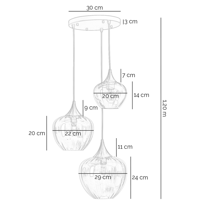 ONLI - Lustra uz kabeļa ELIDE 3xE27/15W/230V melna/vara
