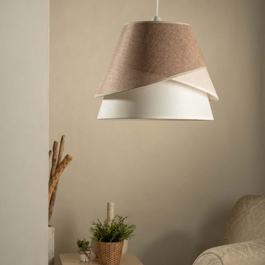 ONLI - Pakaramā lampa uz vada POLLON 1xE27/15W/230V brūna/krēmīga/bēša