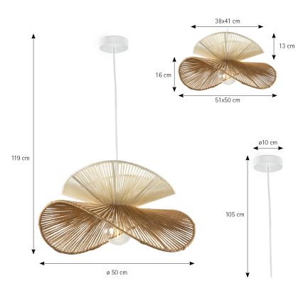 ONLI - Piekaramā lampa uz kabeļa RINGO 1xE27/15W/230V rafija