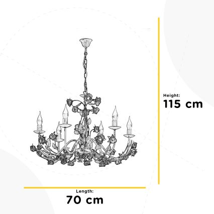 ONLI - Piekaramā lustra CAROLINA uz ķēdes 6xE14/6W/230V, bronzas krāsā