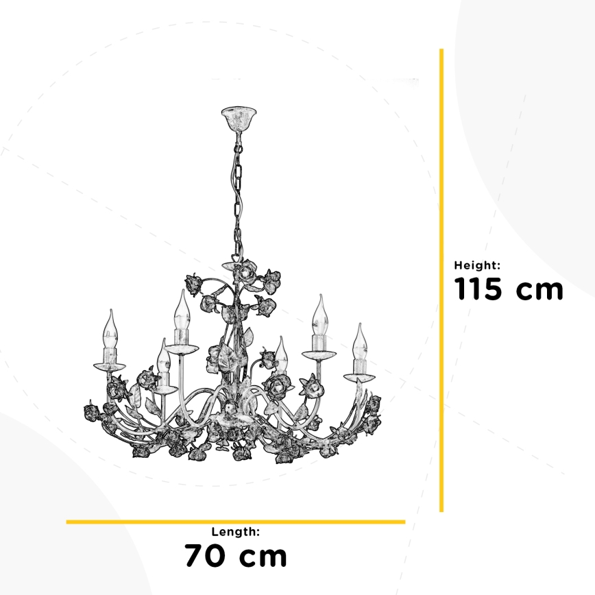 ONLI - Piekaramā lustra CAROLINA uz ķēdes 6xE14/6W/230V, bronzas krāsā