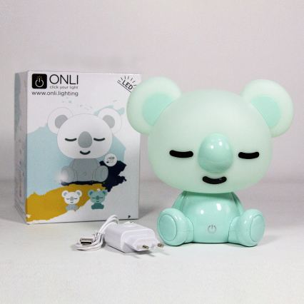 ONLI - LED regulējama bērnu naktslampiņa PUPPIES LED/3W/230V 20 cm koala/zaļa