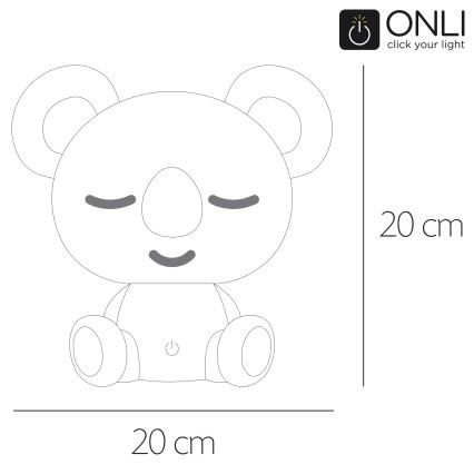 ONLI - LED regulējama bērnu naktslampiņa PUPPIES LED/3W/230V 20 cm koala/zaļa