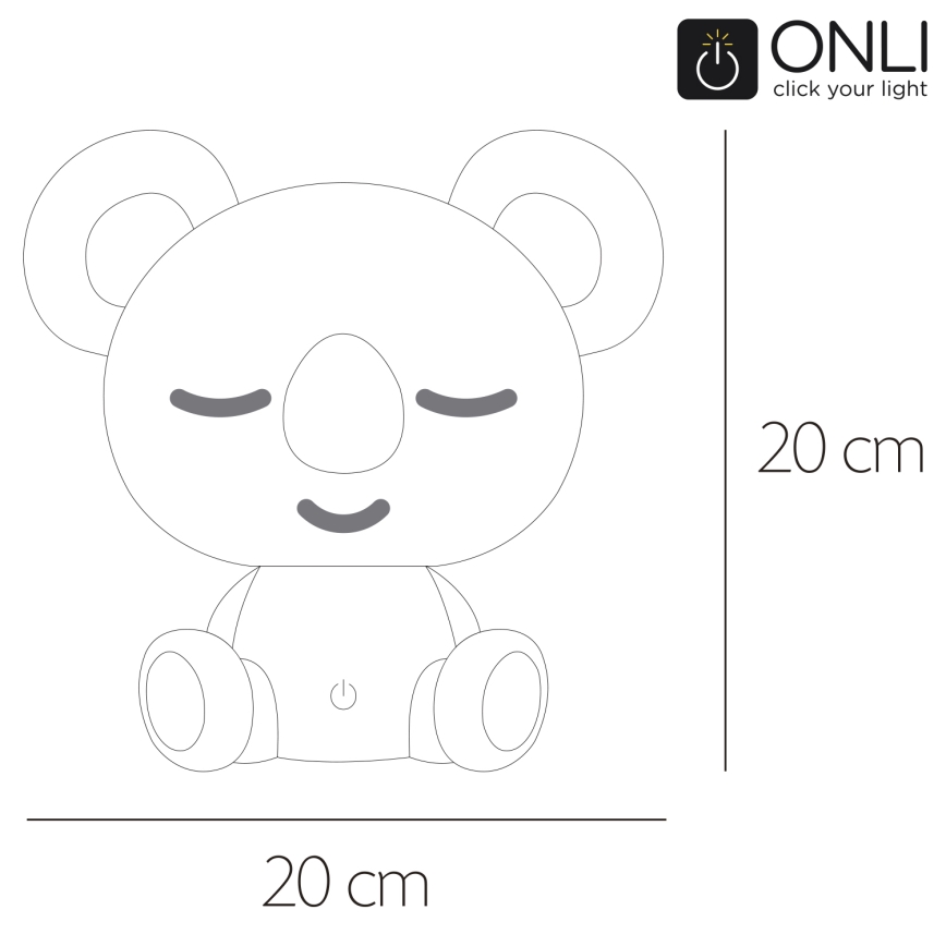 ONLI - LED regulējama bērnu naktslampiņa PUPPIES LED/3W/230V 20 cm koala/zaļa