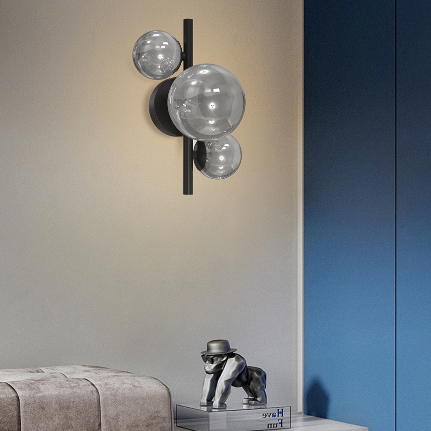 ONLI - Sienas lampa PALOMA 3xG9/10W/230V melna/dūmakains