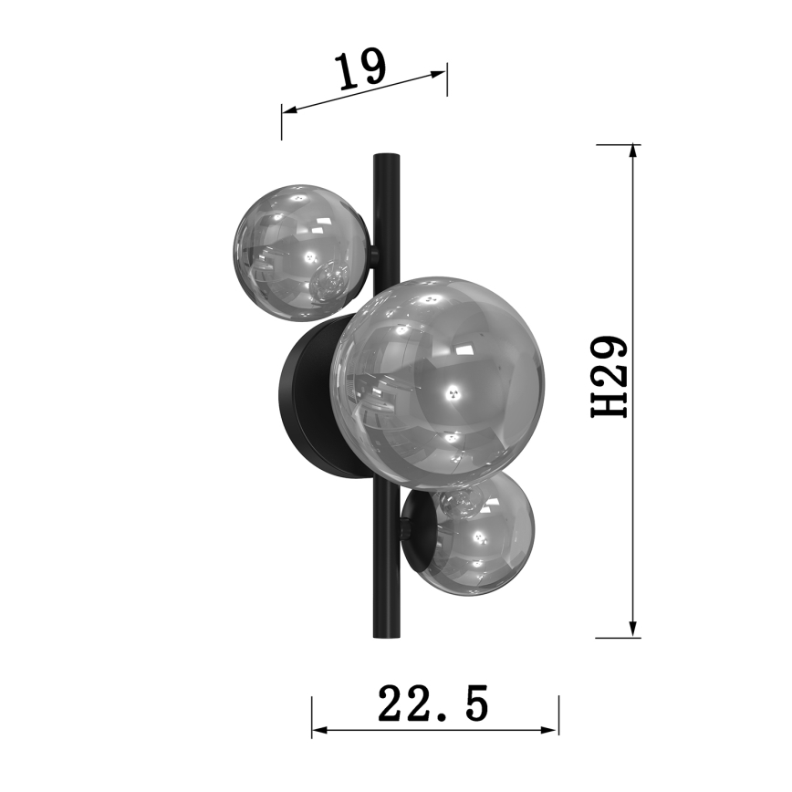 ONLI - Sienas lampa PALOMA 3xG9/10W/230V melna/dūmakains