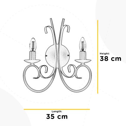 ONLI - Sienas lampa POMPEI 2xE14/6W/230V krēmkrāsa