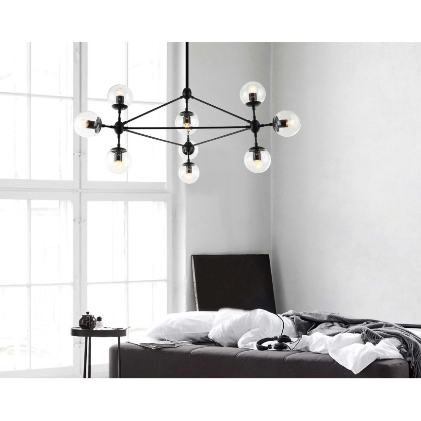 Open Design OR80094 - Griestu lustra uz kāta BAO 10xE27/8W/230V Ø 90 cm melna