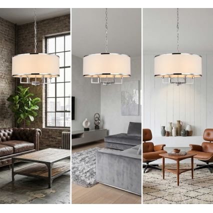 Open Design OR80209 - lustra ar ķēdi CASA 3xE14/12W/230V, krēmkrāsaina/spīdīgi hromēta