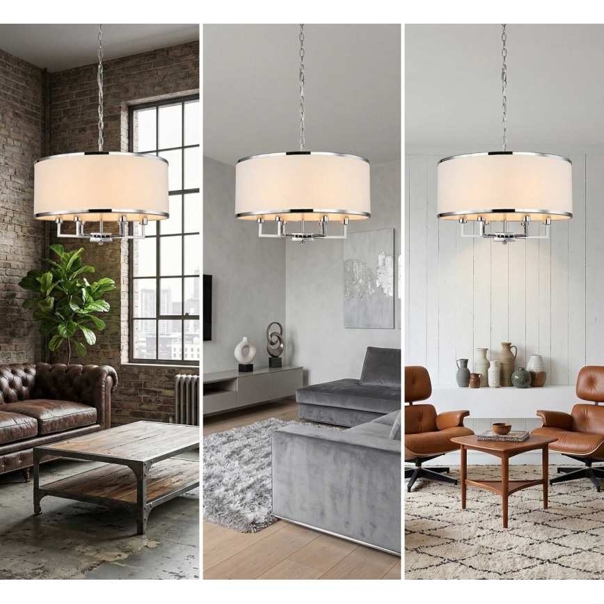 Open Design OR80209 - lustra ar ķēdi CASA 3xE14/12W/230V, krēmkrāsaina/spīdīgi hromēta