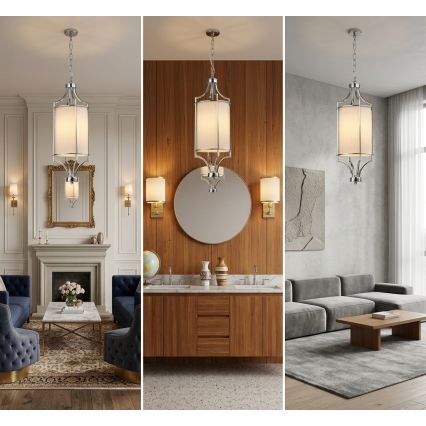 Open Design OR80551 - Lustra uz ķēdes LUNGA 1xE27/15W/230V spīdīgs hroms/balta