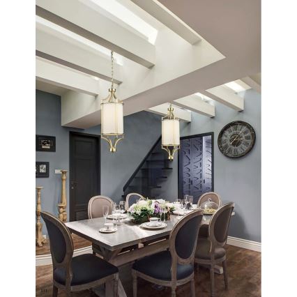 Open Design OR80568 - lustra uz ķēdes LUNGA 1xE27/15W/230V misiņš/balta