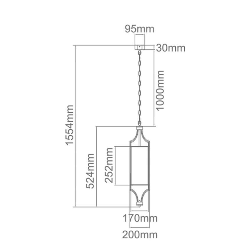 Open Design OR80568 - lustra uz ķēdes LUNGA 1xE27/15W/230V misiņš/balta