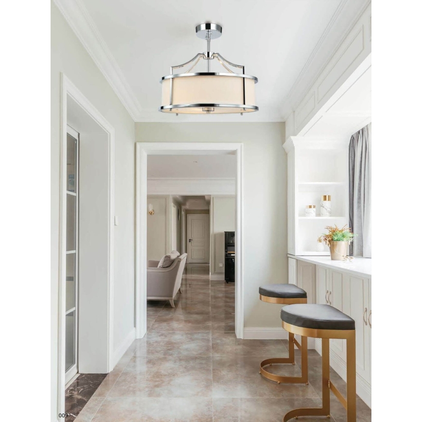 Open Design OR80865 - STANZA griestu lustra uz stieņa, 3xE27/15W/230V, Ø 42 cm, spīdīgs hroms/balts