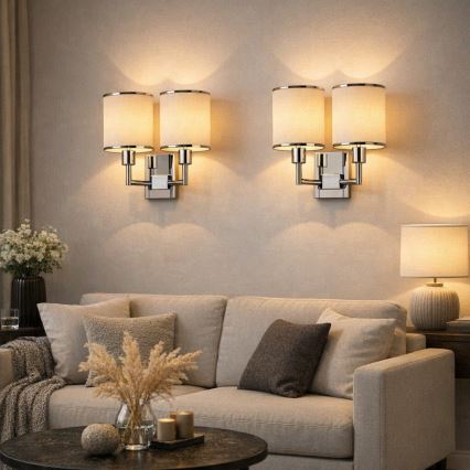 Open Design OR81497 - Sienas lampa CASA 2xE14/12W/230V spīdīgs hroms/krēmīga