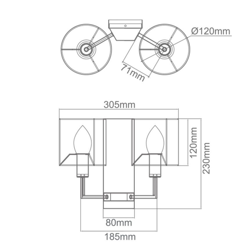 Open Design OR81497 - Sienas lampa CASA 2xE14/12W/230V spīdīgs hroms/krēmīga