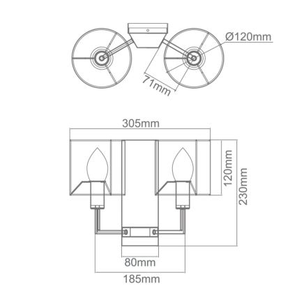 Open Design OR81503 - Sienas lampa CASA 2xE14/12W/230V misiņš/krēmkrāsa