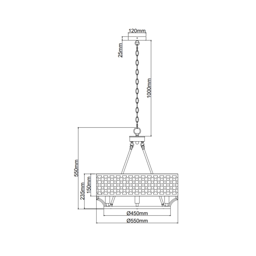 Open Design OR84382 - Lustra uz ķēdes VERNO 6xE14/12W/230V Ø 55 cm misiņš