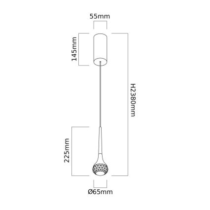 Open Design OR84795 - LED lustra uz troses CRIMA LED/7W/230V melna