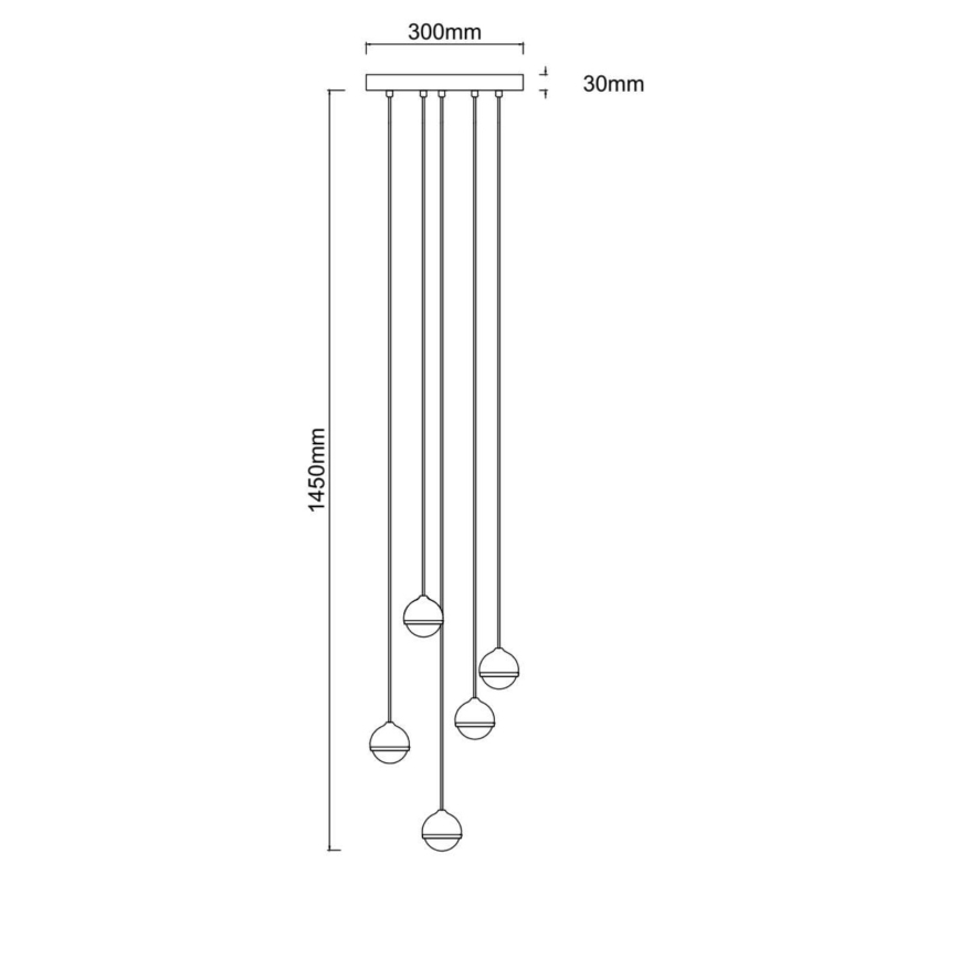 Open Design OR85518 - LED lustra uz stieples BOLICINA 5xLED/5W/230V zelta/melna