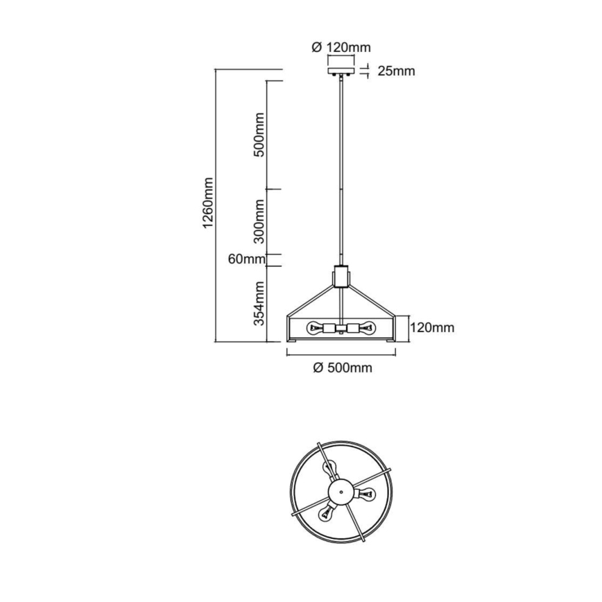 Open Design OR85648 - Lustra ar kātu DORETTO 4xE27/15W/230V Ø 50 cm brūna/bēša
