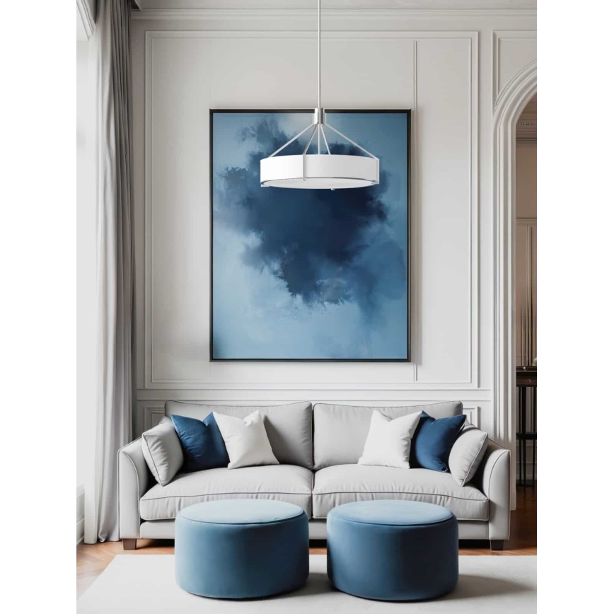 Open Design OR85655 - lustra uz stieņa DORETTO 6xE27/15W/230V Ø 70 cm matēts hroms/balts