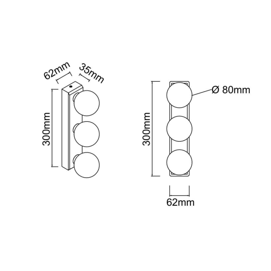 Open Design OR85709 - Vannas istabas sienas gaismeklis MERINO 3xG9/8W/230V 30 cm IP44 spīdīgi hromēts
