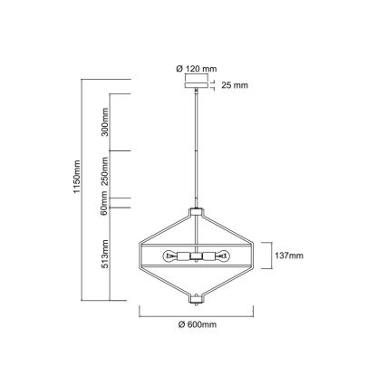 Open Design OR85846 - Lustra uz kāta ZUNDO 4xE27/15W/230V brūna/bēša