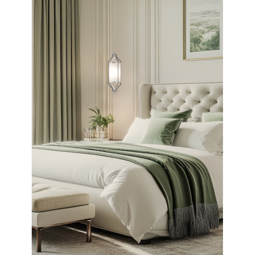 Open Design OR85853 - Griestu lampa uz stieņa ZUNDO 1xE27/15W/230V matēts hroms/balts