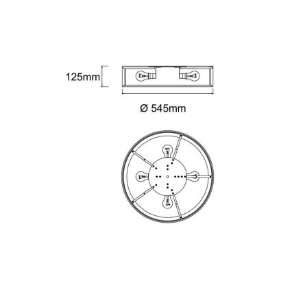 Open Design OR86003 - Griestu lampa ZALINDRO 4xE27/15W/230V Ø 54,5 cm balta/zelta