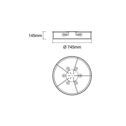 Open Design OR86058 - Griestu lampa ZALINDRO 6xE27/15W/230V Ø 74,5 cm balta/zelta